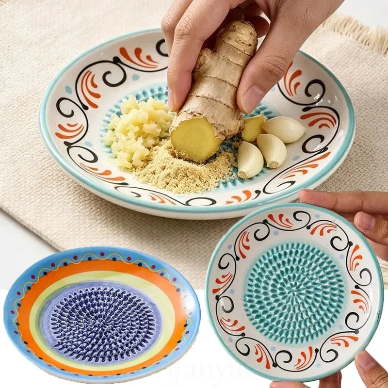 Colorful Simple Ceramic Ginger Grater Tool Hand Grinder Garlic Masher Portable Porcelain Carrot Ginger Grinding Kitchen Tools — image 1