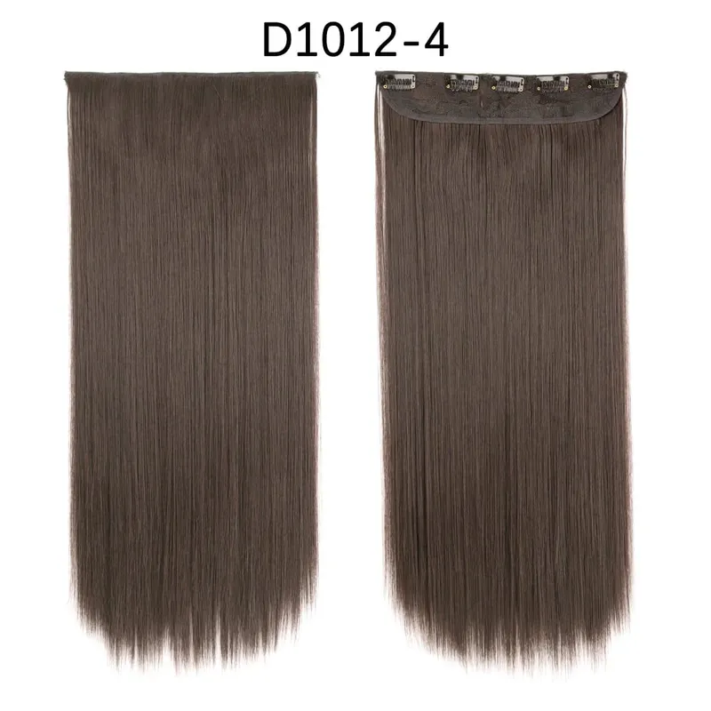 Azqueen Synthetic 5 Clips in Haarverlängerung, langes, glattes Haarteil, Frisur, Hochtemperaturfaser, goldbraun, schwarz