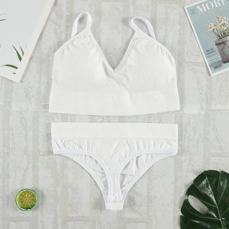 2Pcs Bra Set Underwear Set Women Panties Sexy G-String Seamless Bralette Female Lingerie Soft Tank Crop Top 2026 — image 11