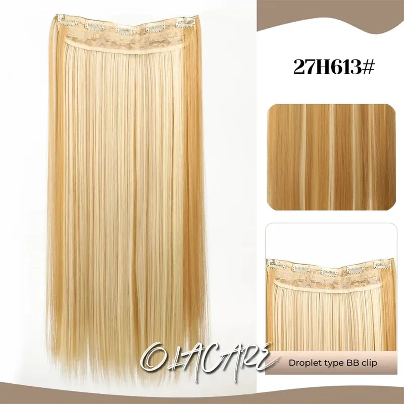 Synthetic Wig 5 Clip One Piece Invisible Hair Extensions Long Straight 24Inch Heat Resistant Hairpiece for Women — image 17