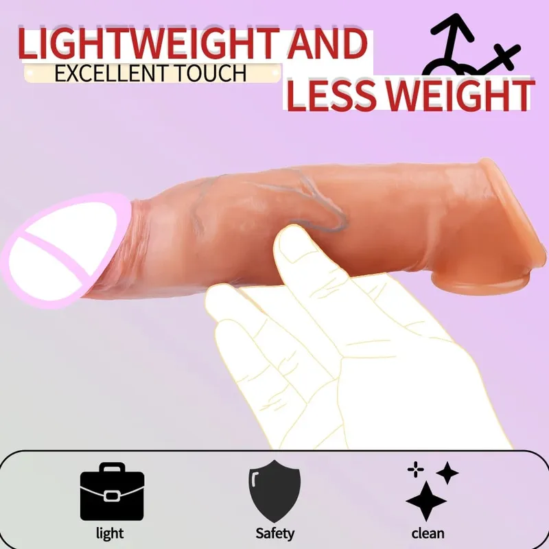 Fondina in silicone sottile con custodia per pene riutilizzabile realistica con estensore per l'ingrandimento del pene con anello anti-scatto per l'eiaculazione ritardata degli uomini