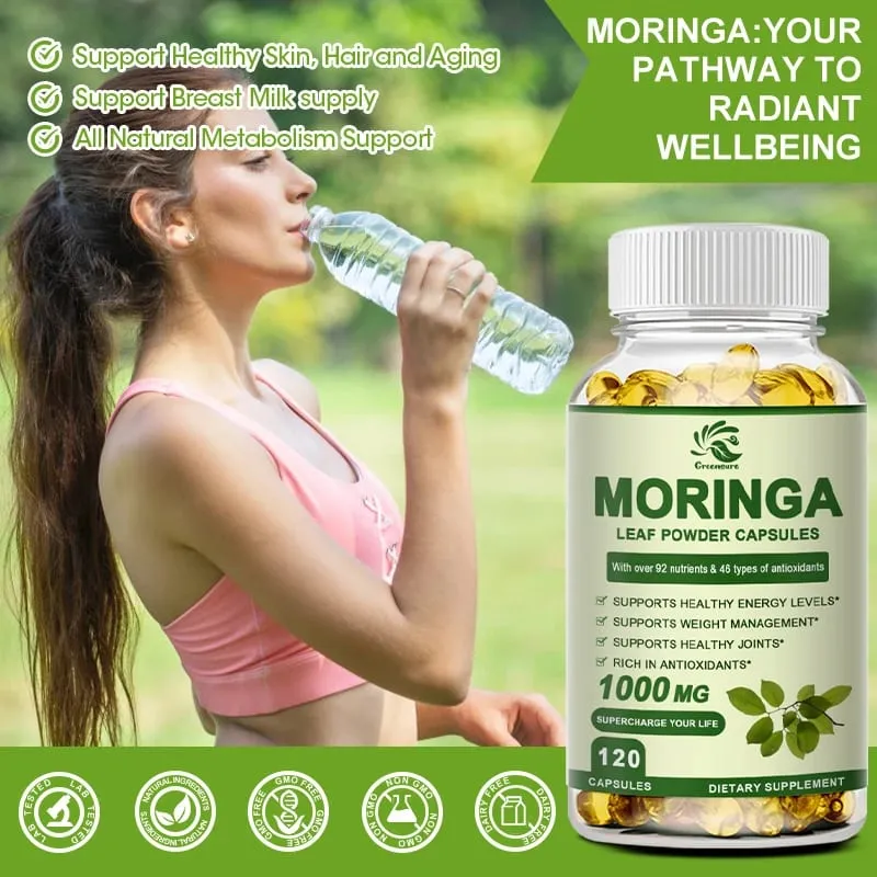 Greensure Moringa Oil Främjar ämnesomsättning Stöd Viktminskning Reparationer Skadade celler Lindrar inflammation Kardiovaskulär hälsa — image 3