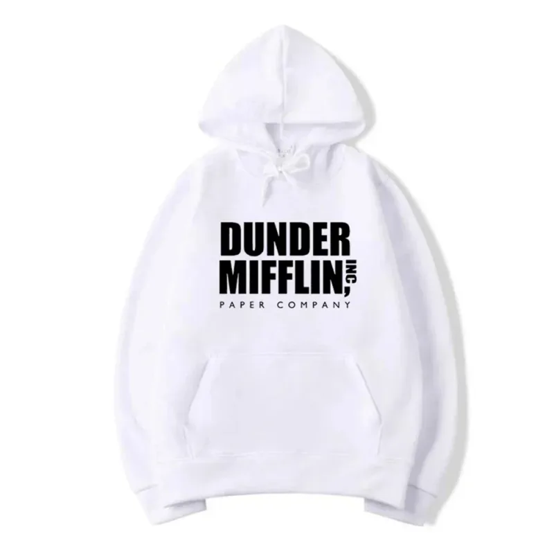 Dunder Mifflin Hoodie Paper Company Office TV Show Slogan Minimalist Aesthetic Grey Oversized Casual Sport Sweatshirts