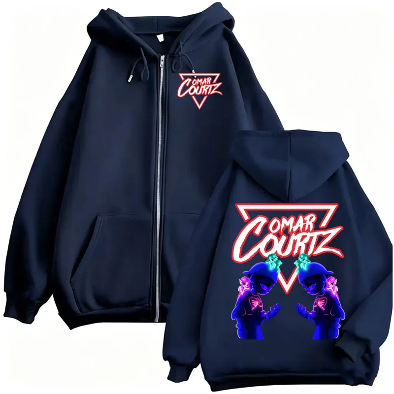 Omar Courtz Por Si Manana No Estoy Tour 2026 Zip Up Hoodies Men Women Retro Hip Hop Pop Music Sweatshirt Jacket Coats Streetwear — image 4