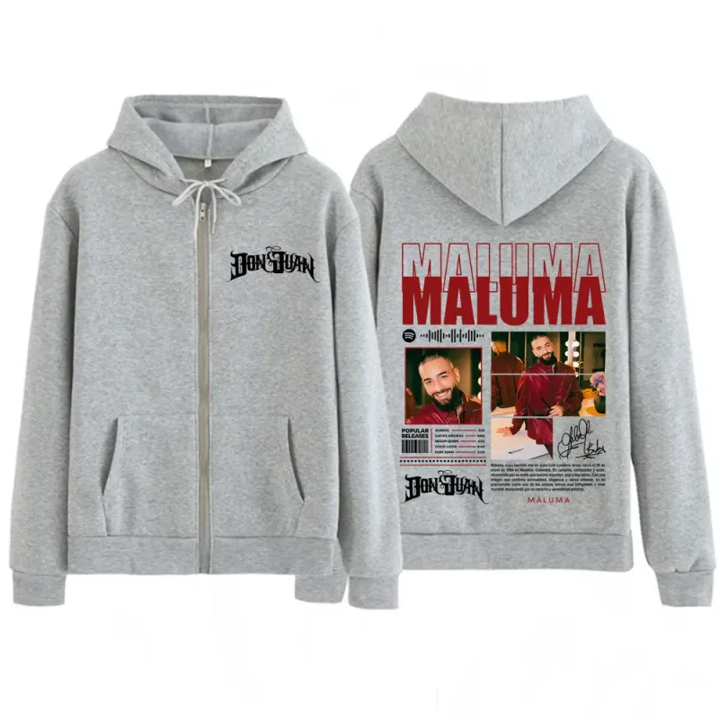 Rapper MALUMA Tour 2025 Graphic Zip Up Hoodie Men's Women Fashion Hip-hop Pullover Long-sleeved Thick Casual Zipper Sweatshirts — image 5