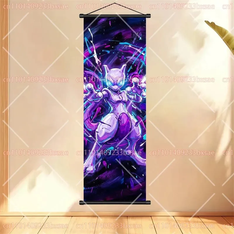 Anime Pokémon Gengar Charizard Kyogre Gyarados Mewtwo Rayquaza Cool Poster Hanging Scroll Painting Birthday Holiday Party Gift