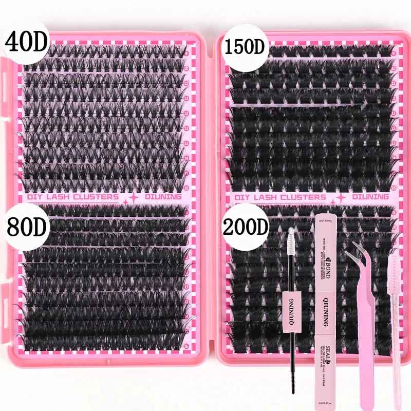800PCS Lash Extension Kit DIY Clusters Eyelash Extension Kit Lashes Kit with Lash Bond and Seal Lash Tweezers — image 10