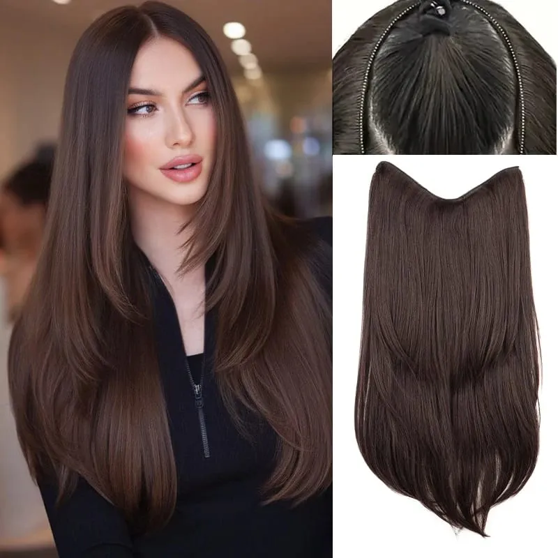 22Inch Synthetic V-Shaped Long Straight Layered Hair Extension Fluffy Increase Natural Invisible Hairpiece Wig for Women — image 10