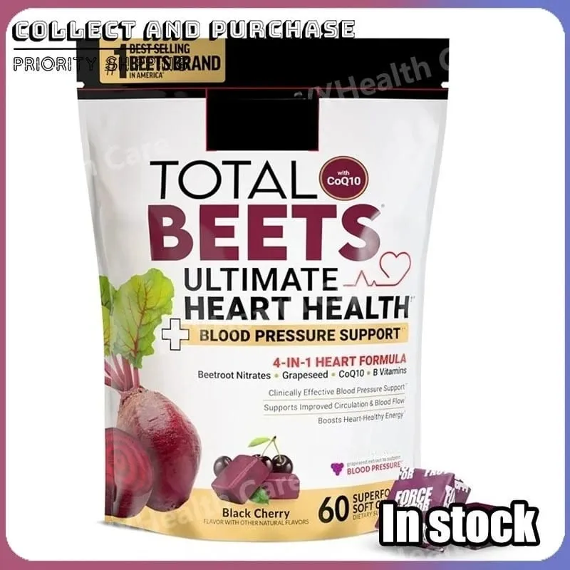 Beetroot Gummies with CoQ10 B Vitamins Grape Seed Extract Plant-Based Soft Chews Daily Energy Supplement — image 1