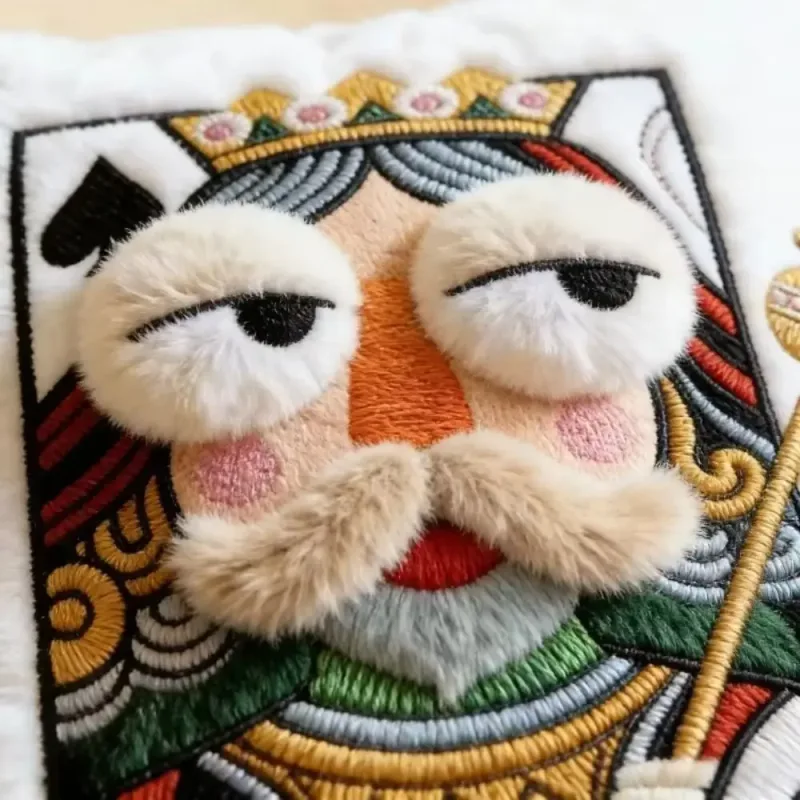 Patchwork Style Poker Card Cushion 3D Big Eyes Card Game Theme Plush Cushion High-Value Design Patchwork Pillow Gift Giving — image 3