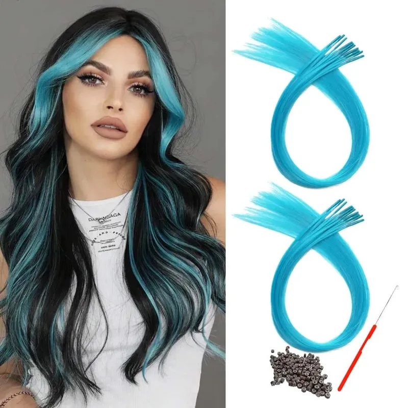 20roots 16inch I-tip Fusion colorful Synthetic Hair Extensions with crochet hook and ring Y2K style — image 16