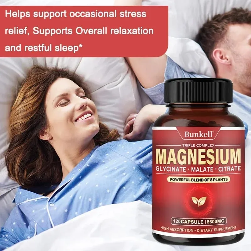 Magnesiumglycinatmalatcitrat med hög absorption 100 % kelaterad icke-GMO Vegetarisk glutenfri 8 600 mg 120 kapslar — image 5
