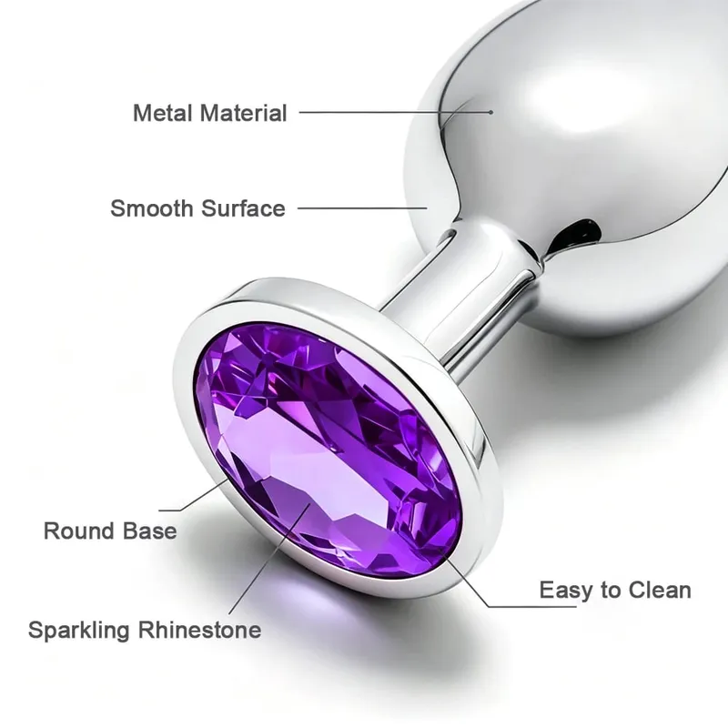 Metal Anal Plug 5 Size Butt Plug Butt Toy Adult Game Masturbator Anal XS/S/M/L/XL Diamond Sex Toy for Adult Products — image 2