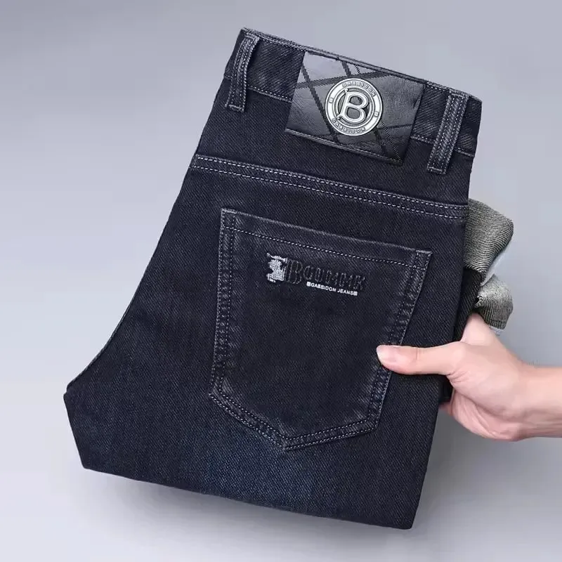 Brand Men's Straight-leg Jeans High-quality Light Luxury Embroidered Casual Versatile Fashion Slimming Smooth Silhouette Style