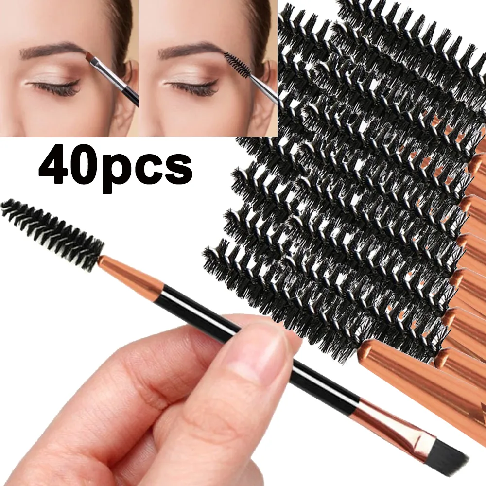 Double-headed Angled Eyebrow Brush Eyelash Comb Propesyonal na Makeup Brushes para sa Brow Eyelash Extension High Quality Eye Brushes — image 6