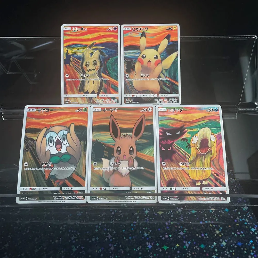 DIY Japanese Version Self-made Card Sm-P Promo Psyduck Eevee Mimikyu Rowlet Munch A Retrospective Collectibles Trading Card — image 1