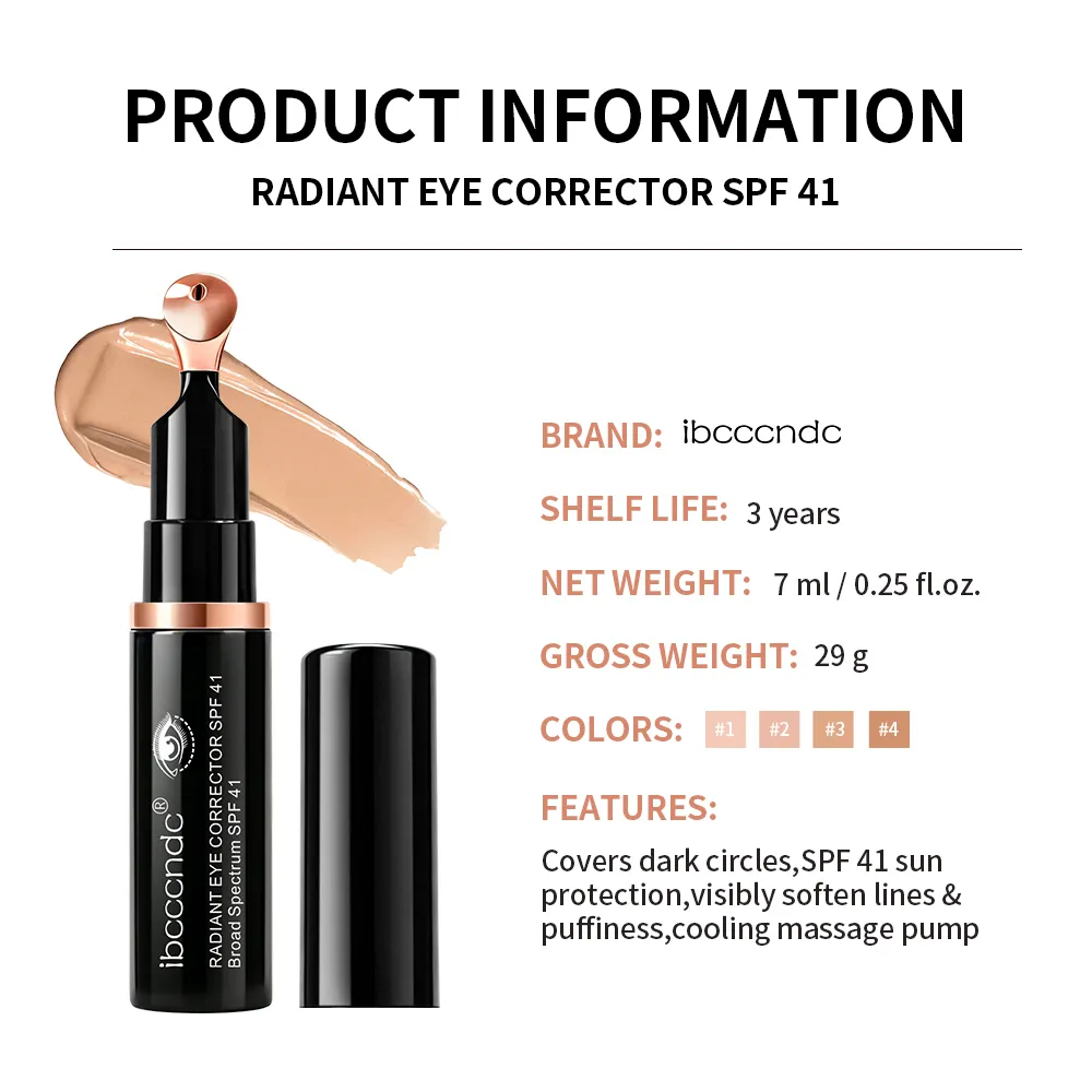 Color Correcting Eye Concealer SPF 41 Peptide Ceramide Anti-Aging Dark Circle Brightening Pump Cooling Massage Head