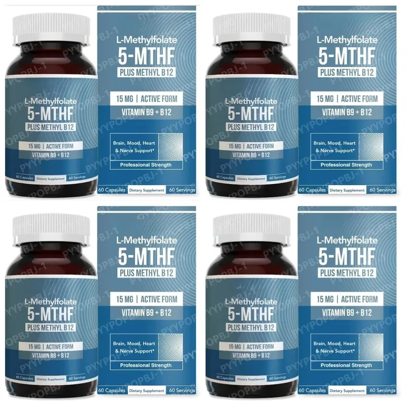 L Methylfolate 5 MTHF 15mg Plus Methyl B12 Vitamin B9 Active Form Nutritional Supplement 60 Capsules