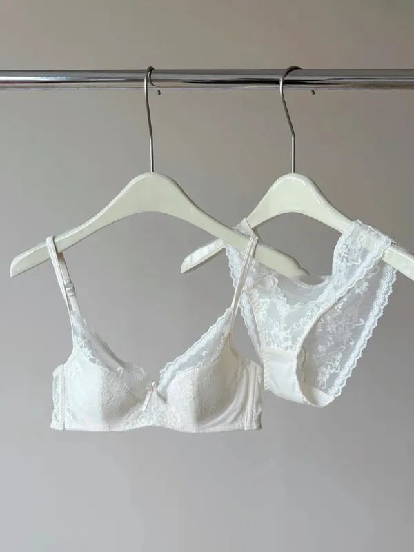 French Lace Underwire Bra Set | Half Cup Push Up Bra Large Bust Summer Lightweight Slimming Anti Sag Women‘s Lingerie BANERDANNI