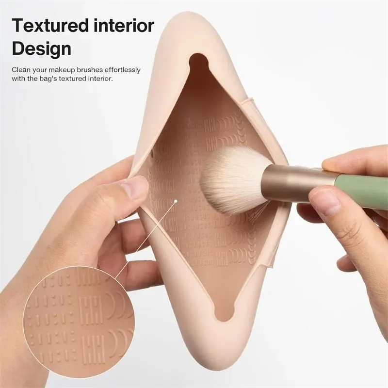 Silicone Makeup Brush Holder Travel Cosmetic Bag Case Soft Portable Cosmetic Face Brushes Holder with Magnetic Closure