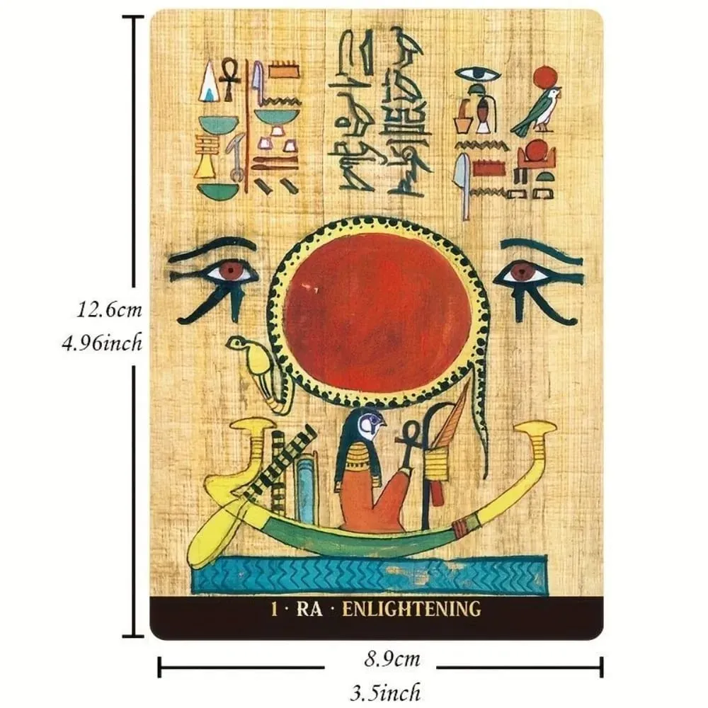 Egyptian Gods Oracle Cards - 12.6*8.9cm Ancient Egypt Divination Deck for Meditation Guidance - Papyrus Art Style — image 6