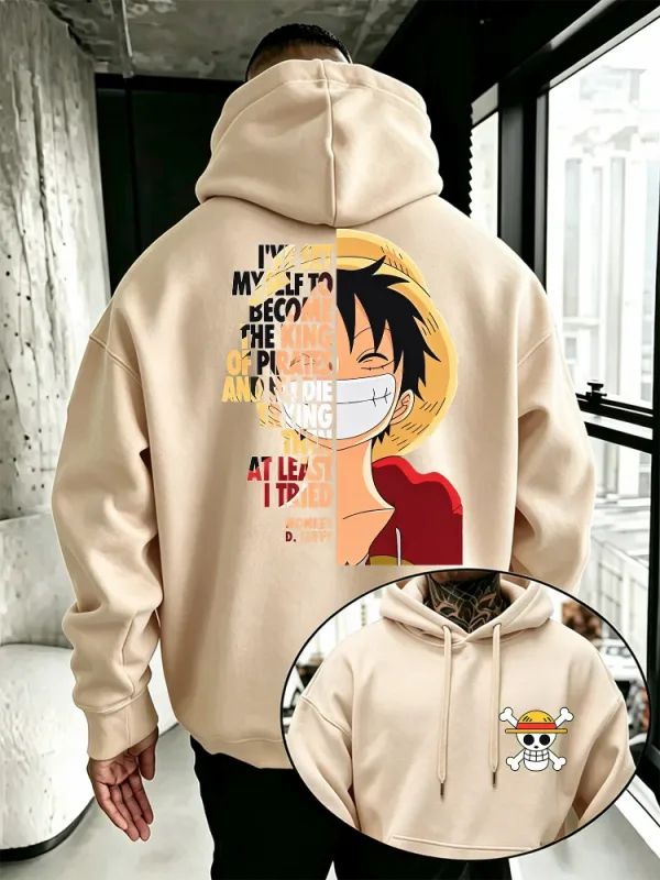 One Piece Anime Hoodie Monkey D Luffy Quote Print Streetwear Unisex Men Women Oversized Casual Sweatshirts Long Sleeve — image 7