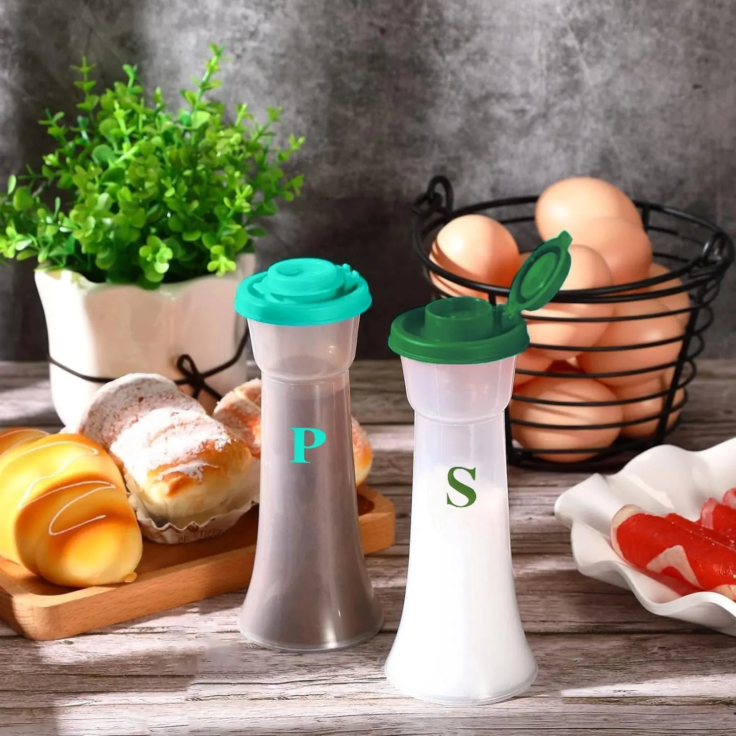 2pcs Large Salt & Pepper Shaker Set with Lids - Perfect for Home Kitchen Restaurant Outdoor and Camping