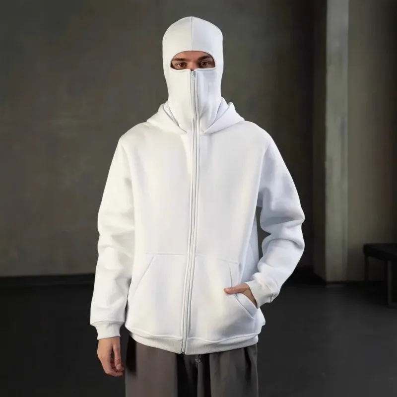 Men's Double-Capped Hooded Jacket For Car And Motorcycle Riding, Warm And Plush, Fashionable And Loose, With Zipper Hood — image 14