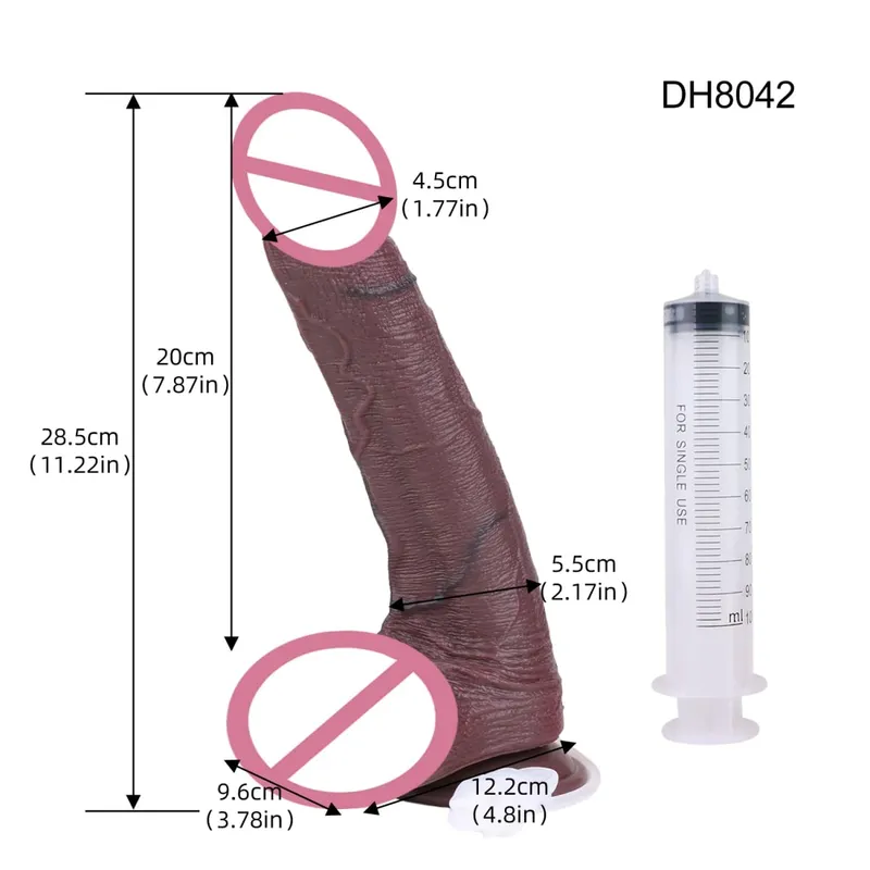 Silicone Lifelike Double Layers Ejaculating Penis Squirting Long Dildo With Sucker Anal Sex Toys For Men Women Masturbator — image 16