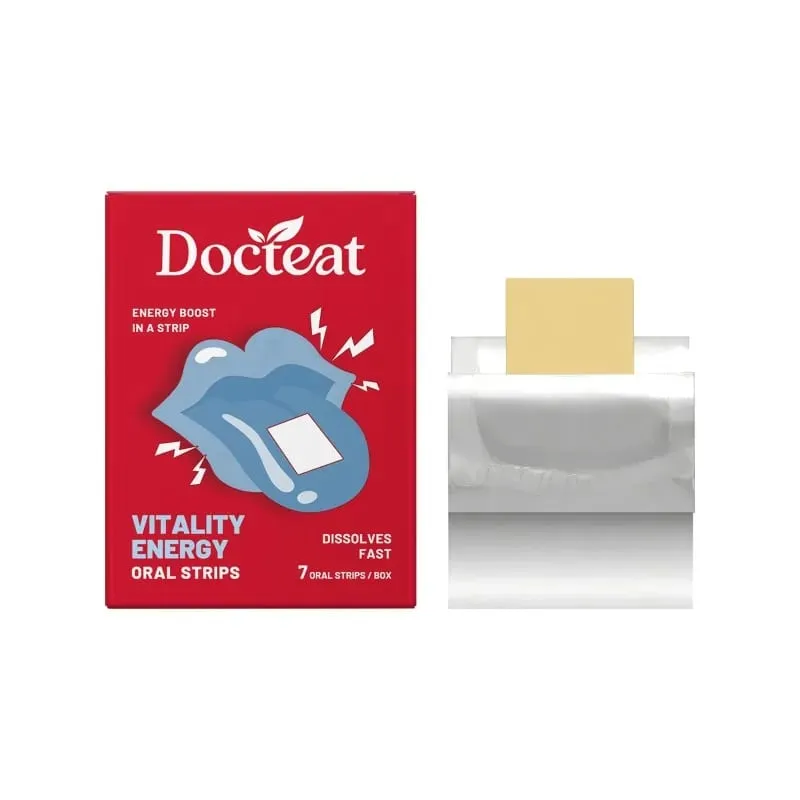 Docteat Vitality Energy Oral Strips Melt-in-Mouth Dissolves Fast L-Theanine No Water Needed Stay Awake Support 7 Strips — image 8
