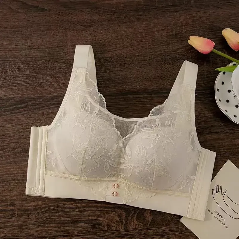 Plus Size Thin CD Cup Push up Bra Sexy Lace Wire-Free Soft Support Anti-Sagging Adjustable Lingerie Bra for Women — image 8