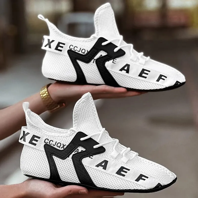 White Sneakers Men High Top Comfortable Breathable Mesh Casual Shoes Socks Shoes Big Size 47 Outdoor Walking Shoes for Men — image 2