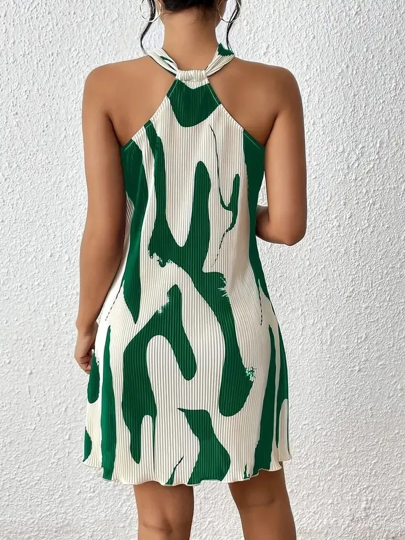 2026 New Spring and Summer Printed Sexy Off-shoulder Lace-up Loose Women's Dress Ladies — image 2