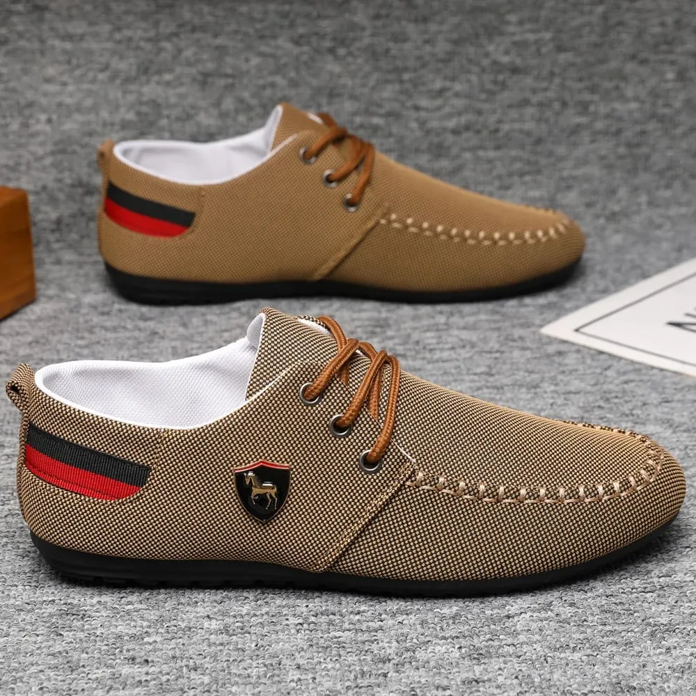 Men's Breathable Fabric Casual Loafers Soft-Soled Comfortable Lace-Up Low-Top Shoes Versatile for Daily Commuting and Light Business Wear Lightweight Wear-Resistant Non-Stuffy on the Feet Comfortable for Long Wear Suitable for Multiple Occa — image 1