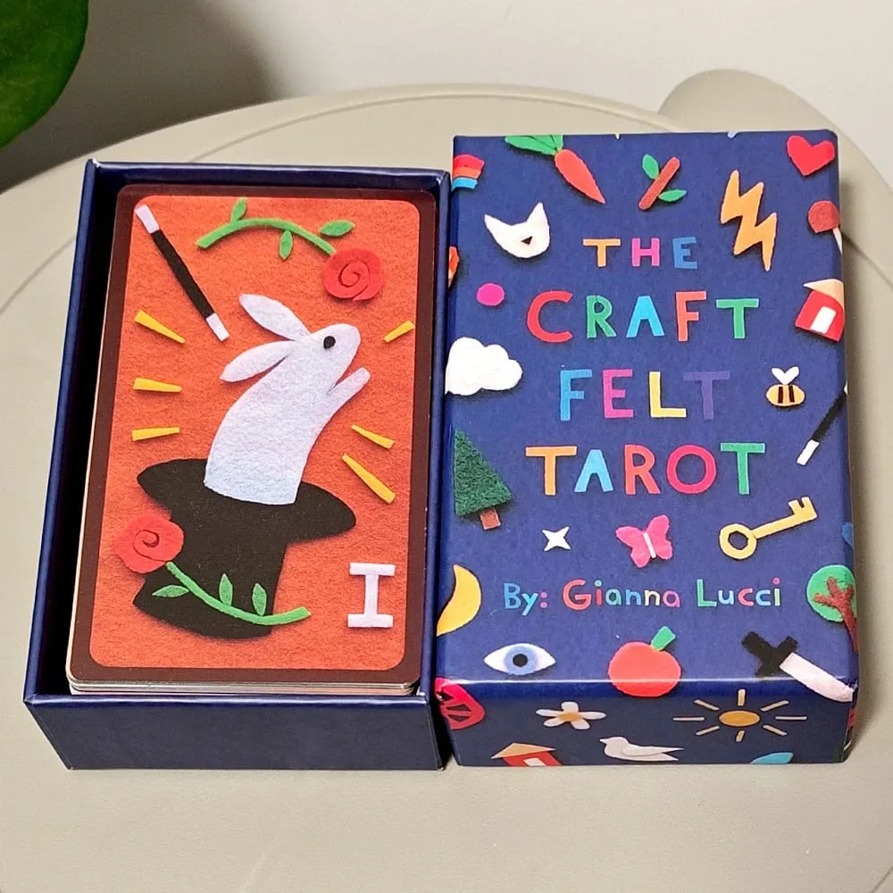 The Craft Felt Tarot 12*7sm 78 Dek Kad Penunggang Seni Felt Potongan Tangan Unik Set Ramalan Aneh dalam Kotak Tegar — image 4