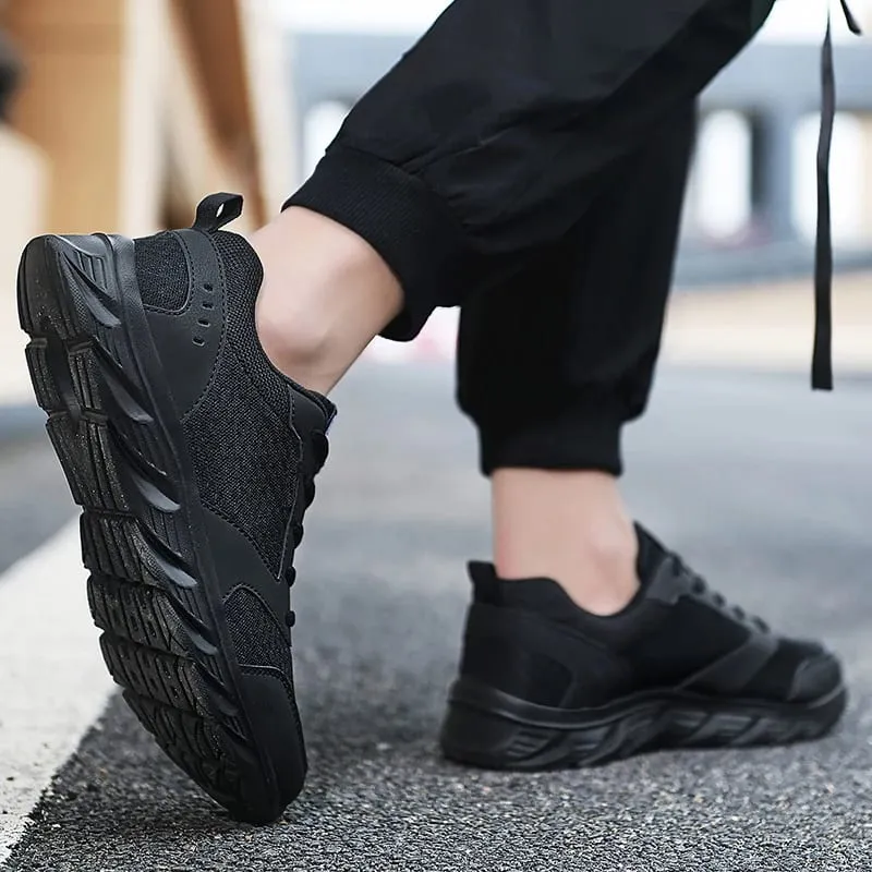 Men's Casual Sports Shoes Men's Shoes Black Mesh Breathable Running Shoes Men's Soft Bottom Light Flat Bottom Work Shoes — image 3