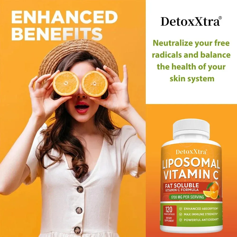 1700 Mg Liposome Vitamin C - Supports Immunity Replenishes Energy Promotes Collagen Production Improves Skin Health