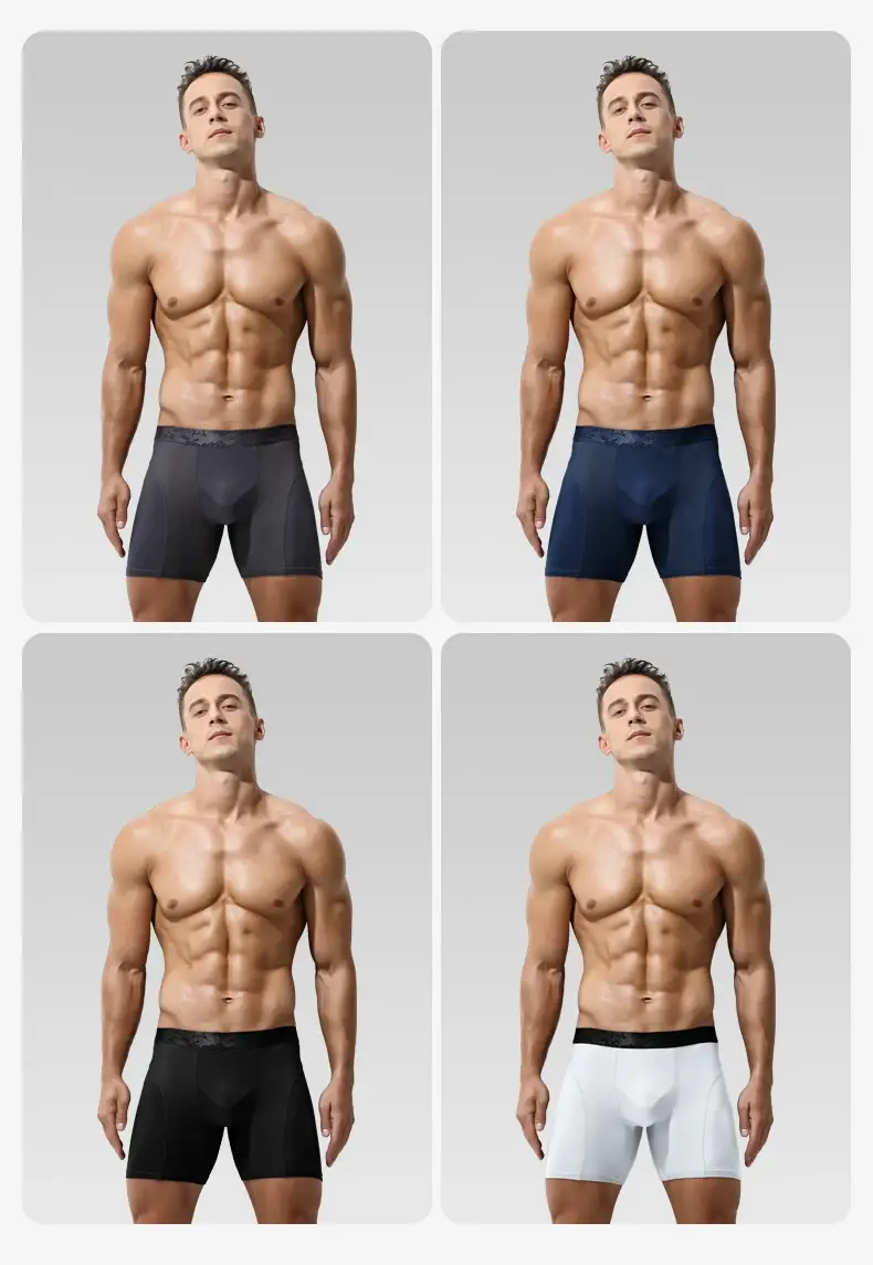 Sous-vêtements de sport étendus, boxer pour hommes, course modale anti-abrasion des jambes, short quadrangle d'entraînement respirant de grande taille