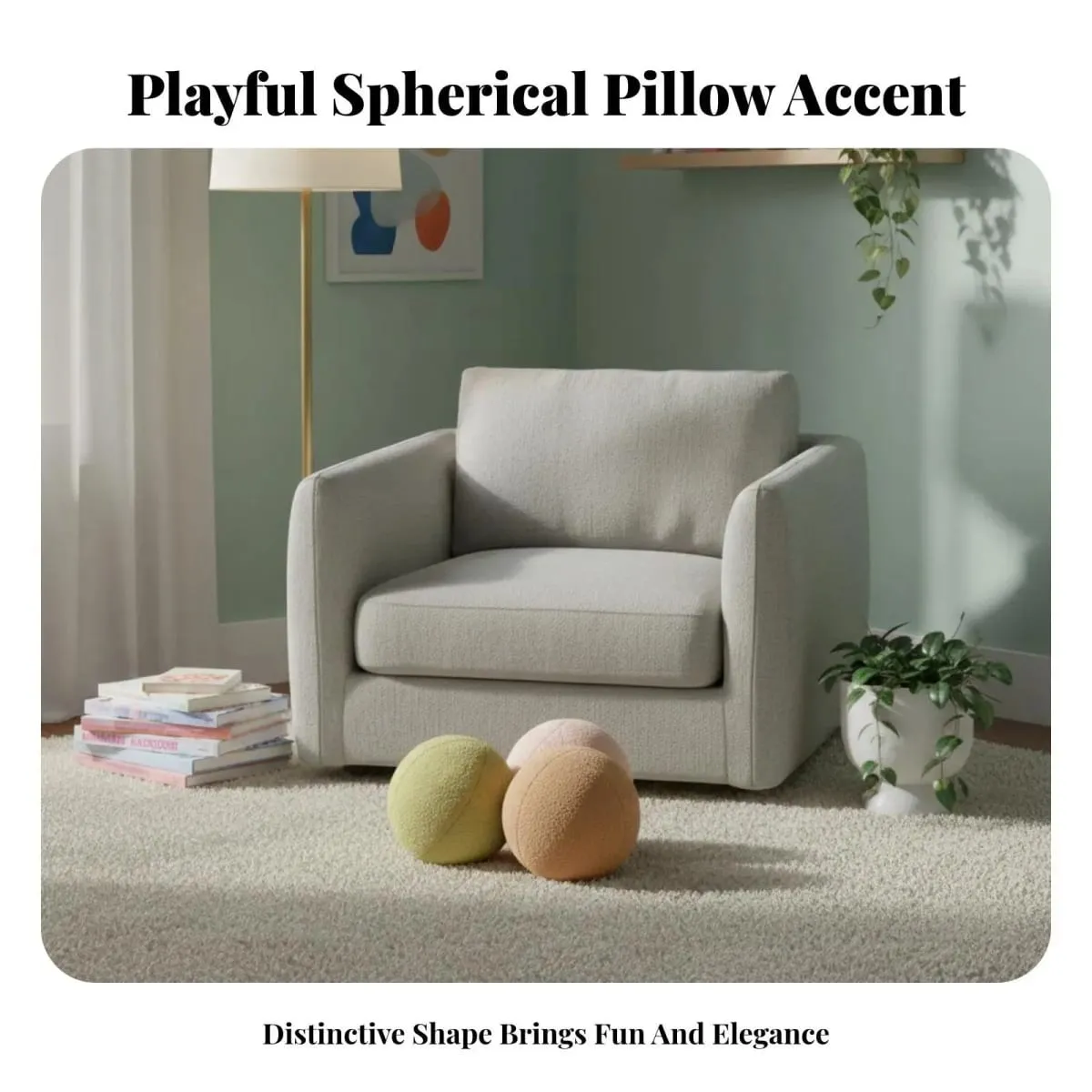 Modern Minimalist Sphere Pillow Decorative Throw Pillow Quirky Living Room Decor — image 5