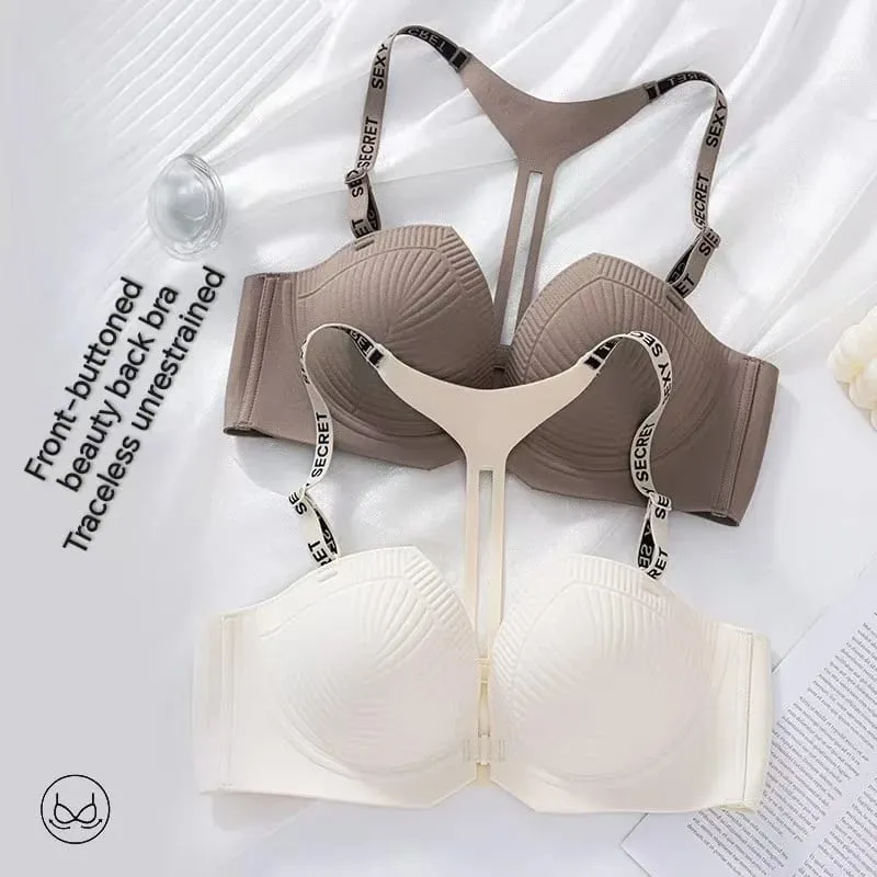 2025 Seamless Backless Front Closure Push up Bra with Y-shaped Letter Straps Anti-Sagging for Women Sexy Lingerie