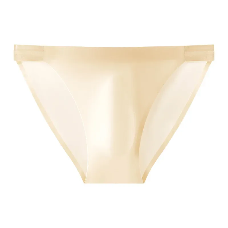 Satin Smooth Briefs Men Sexy Seemless Bulge Pouch Underwear High Stretch Thin Ice Silk Underpant Male Solid Mid Waist Panties — image 9