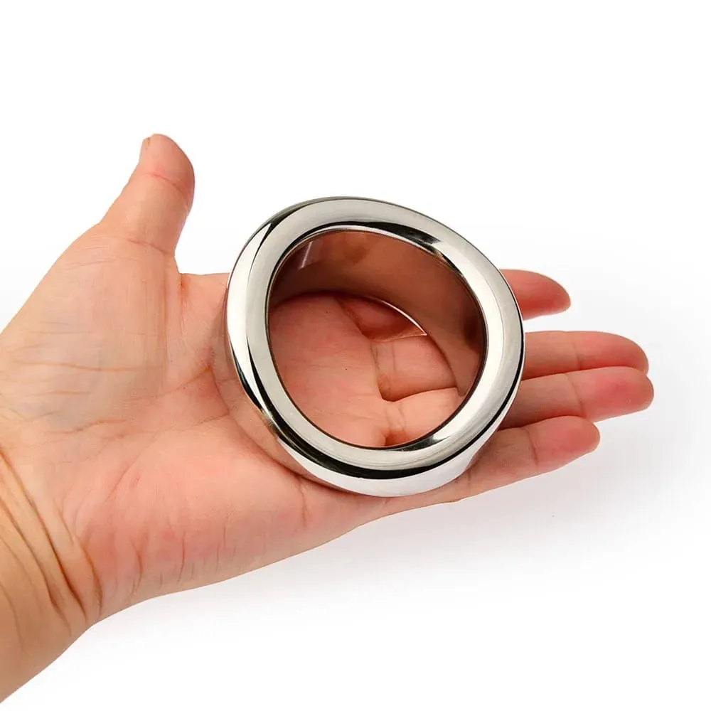 Stainless Steel Testicle Stretcher Heavy Duty Penis Ring Metal Lock Cock Weighted Exercise Scrotum Pendant Male Bondage Sex Toy — image 2