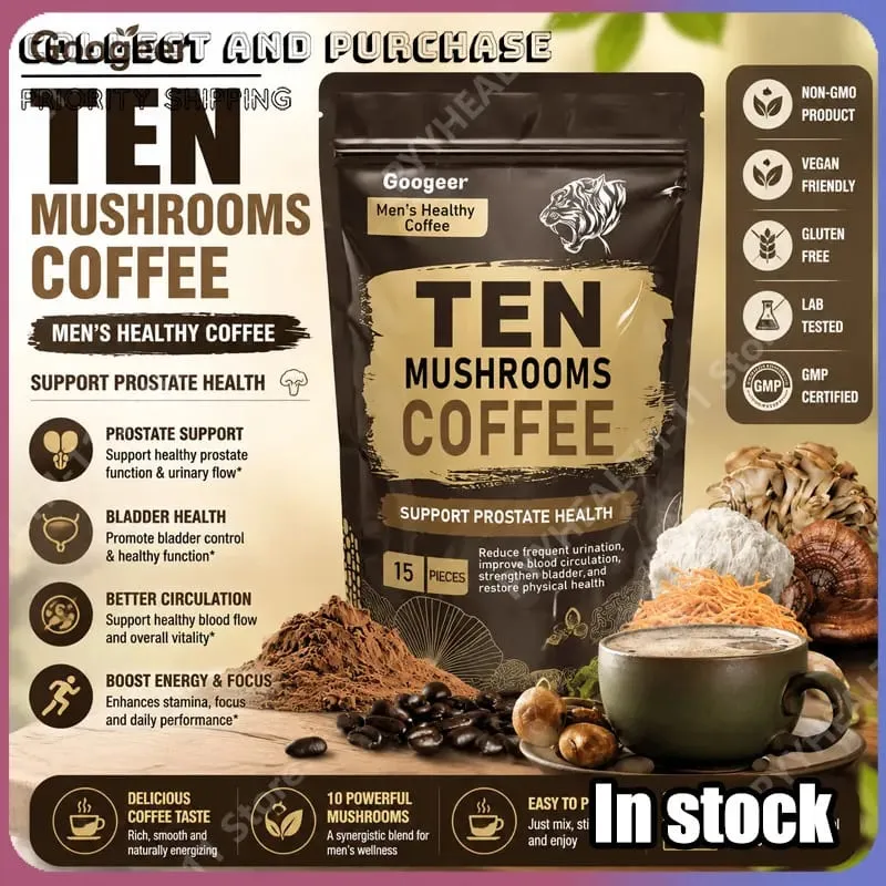 Mushroom Powder Supplement with 10 Mushroom Blend Men's Healthy Mushrooms Coffee Powder Daily Nutrition and Energy Support — image 2