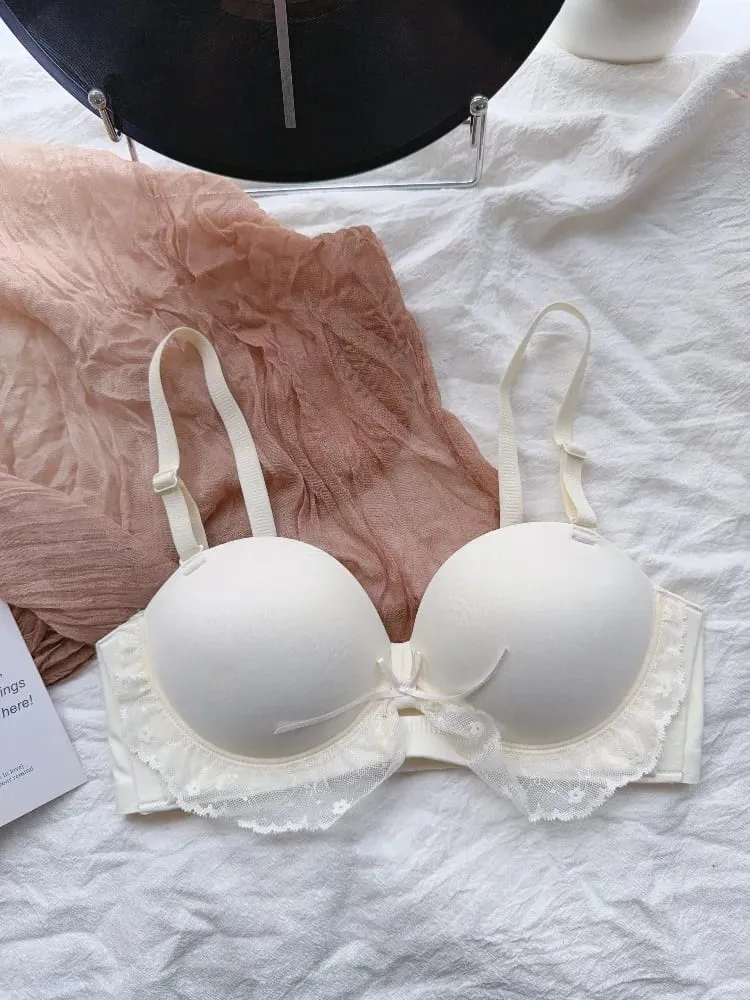 Red Half-Cup Lace Bra Set for Small Chests Adjustable Support Anti-Sagging Push Up Sexy Lingerie Set Women Birthday Gift — image 4