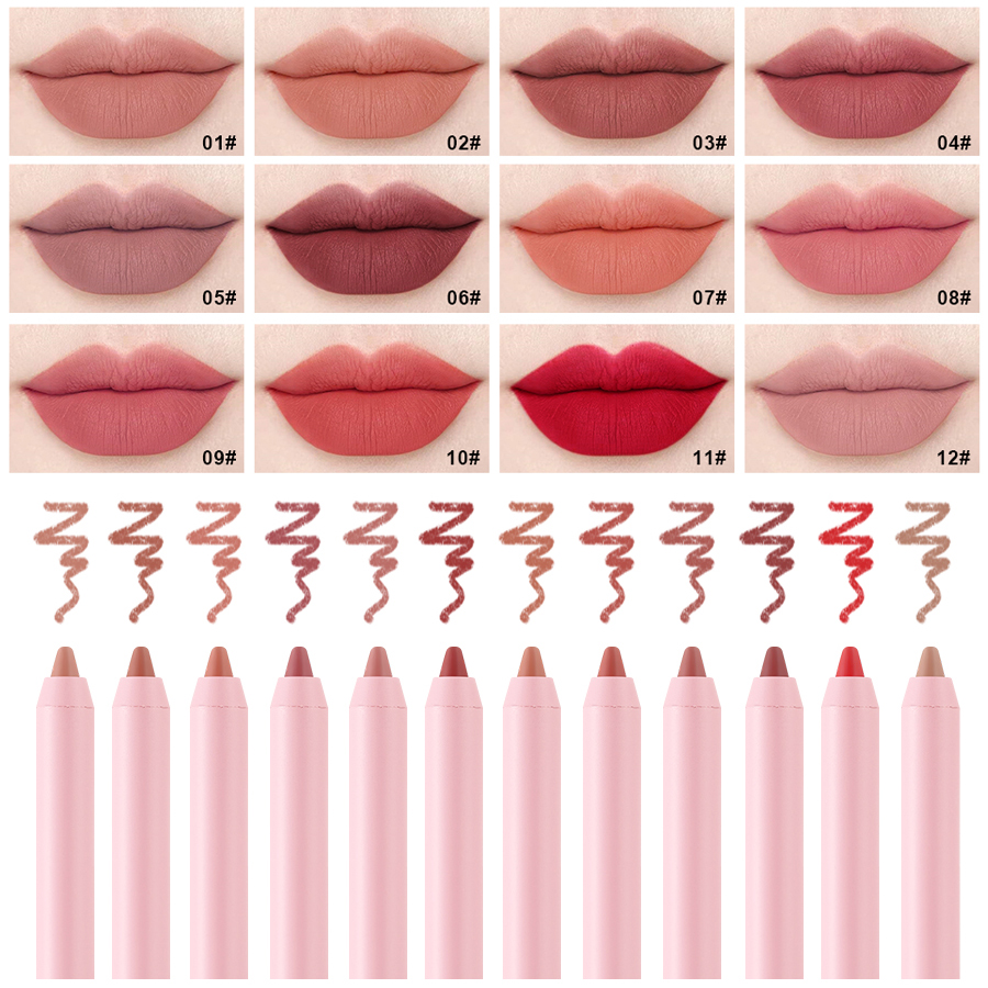 Pelapik Bibir Matte Kalis Air dalam Pes Kacang Warna Lip Plumping Gincu Pen Pelapik Bibir Tidak Pudar Kalis Air dan Peluh Tahan Lama Matte Lip Liner Pen Gincu Bibir Montok Satu Saat — image 3