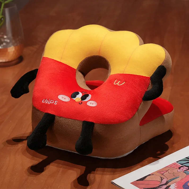 Hamburger Chips Plush Kawaii Sleeping Pillow Cartoon Cushion for Office Chair Waist Backrest Cushion Sofa Home Decor Kid Gifts