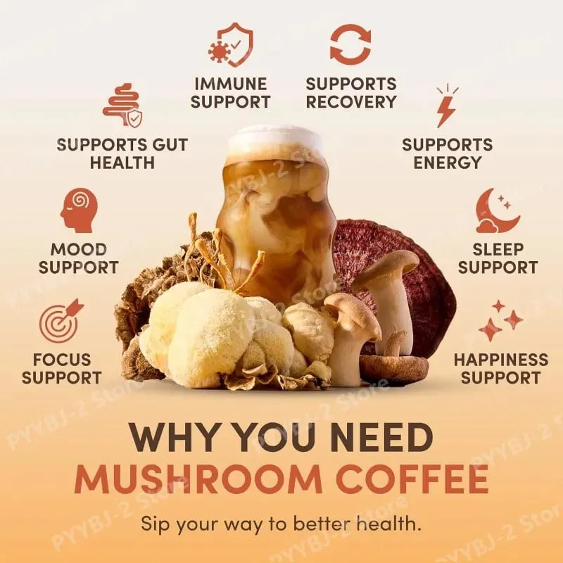 Organic Mushroom Extract Powder with MCT Oil Adaptogenic Blend 6 Types Daily Nutritional Support Smooth Formula Supplement — image 4