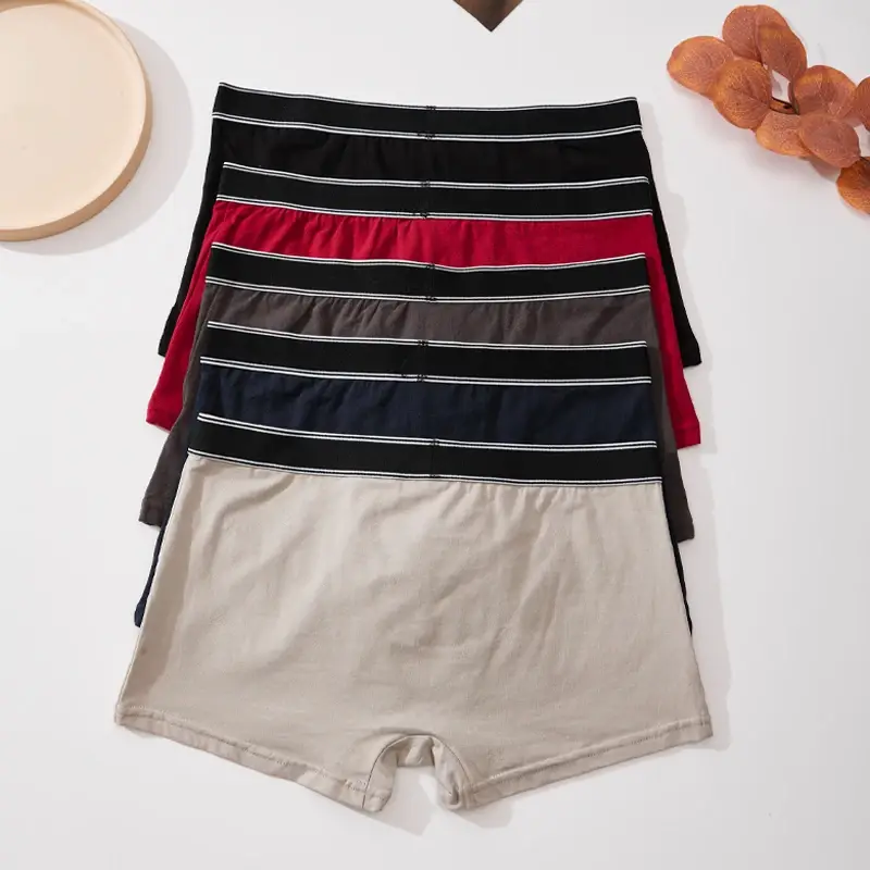 3pc Simple Solid Color Stripe Belt Men's Underwear Cotton Comfortable Soft Male Boxer Shorts Special Offer Mid Waist Briefs S-XL