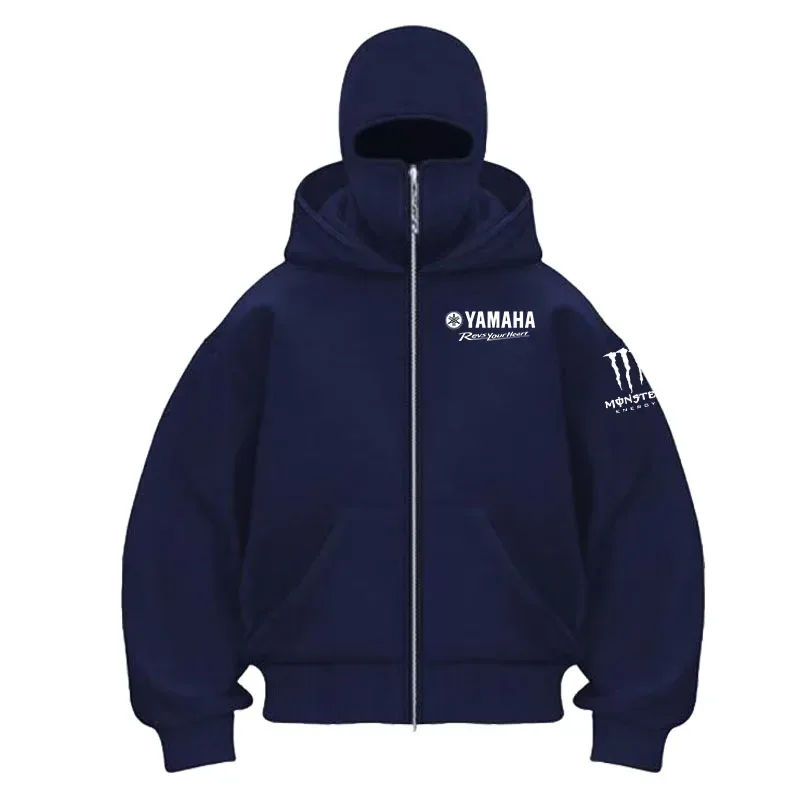 yamaha logo Printed Cotton Cycling Mask Zipper Hoodie Men and Women Autumn and Winter New Style Fashion Casual Retro Cycling Jer — image 7