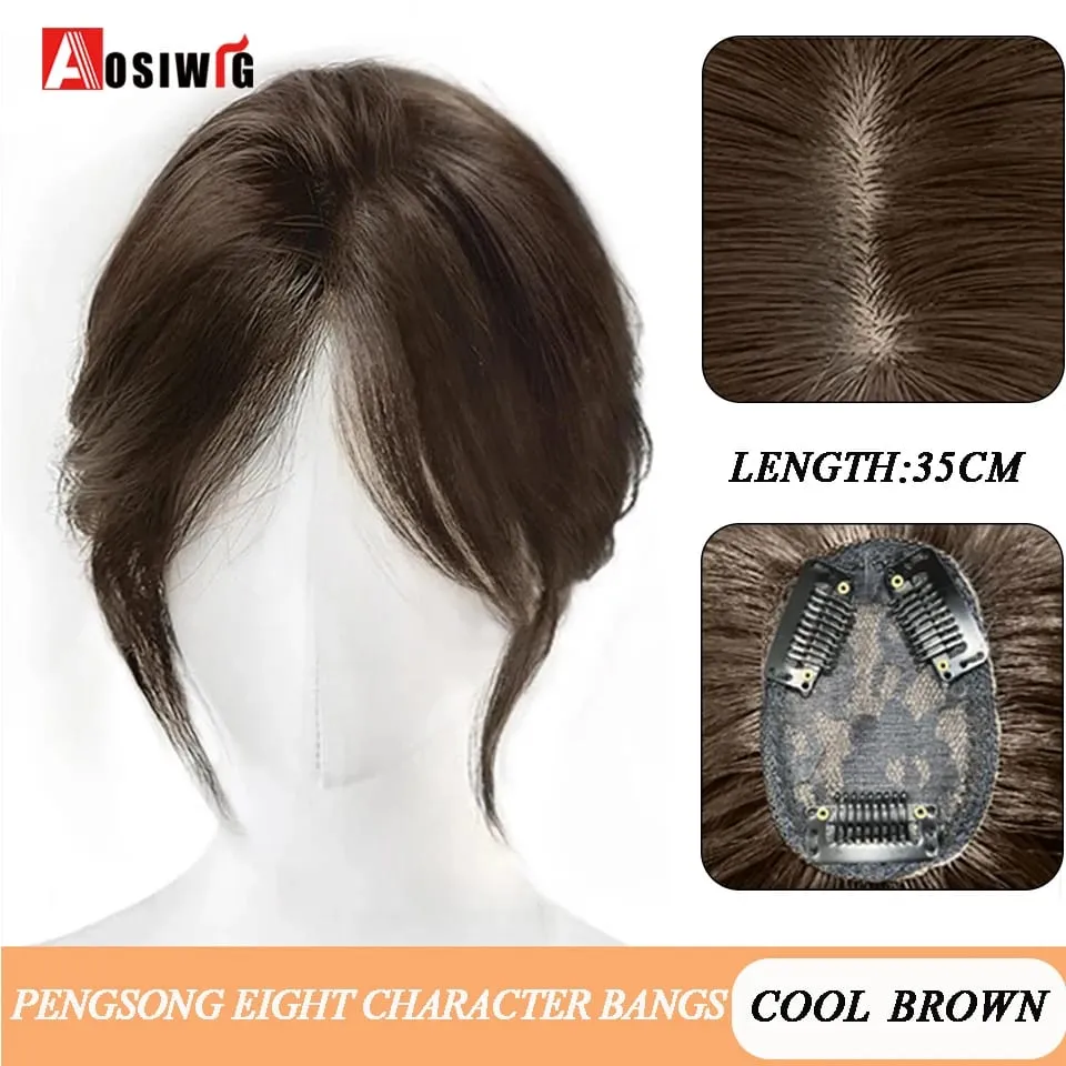 Synthetic Topper Hairpiece Clip-In Bangs Extension Natural Neat Fake Fringe Topper Hairpiece Invisible Clourse Hairpieces